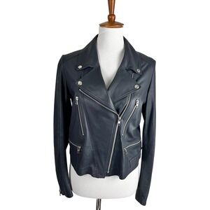Rawtus Women Black Leather Moto Biker Jacket Size 40 Double Rider Cropped